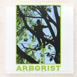 Posavasos De Vidrio Silhouette de Tree Climber