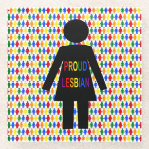 Posavasos De Vidrio Silhouette lesbiana LGBTQ y damas de arco iris