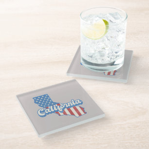 Posavasos De Vidrio Silueta de California Stars & Stripes 