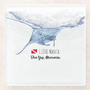 Posavasos De Vidrio Silueta del rayo de Manta