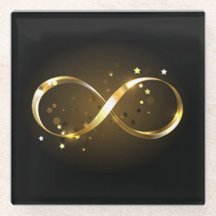 Posavasos De Vidrio Símbolo de infinito dorado