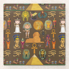 Posavasos De Vidrio Símbolo de patrón jeroglífico egipcio antiguo