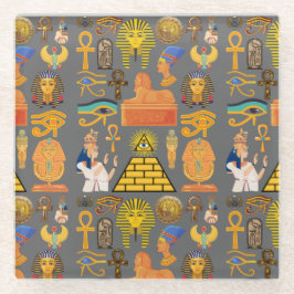 Posavasos De Vidrio Símbolo de patrón jeroglífico egipcio antiguo