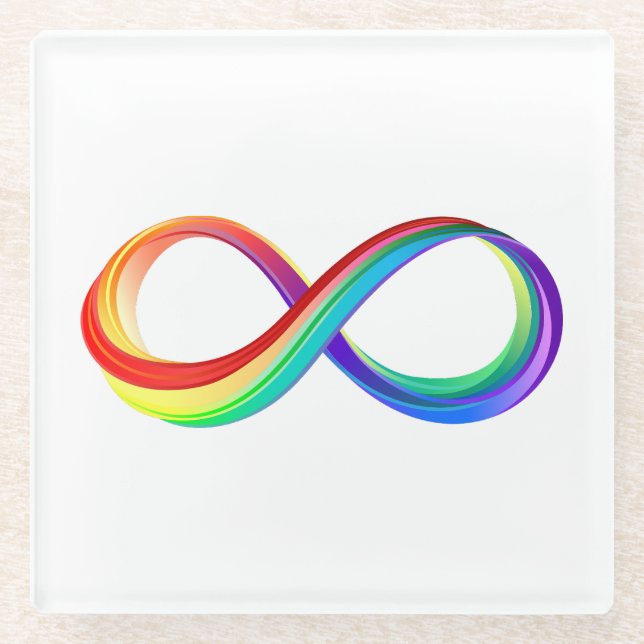 Posavasos De Vidrio Símbolo infinito arcoiris en capas (Anverso)