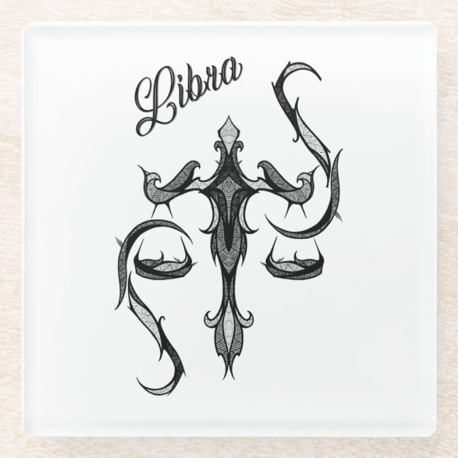 Posavasos De Vidrio Símbolo libra zodiac (Anverso)