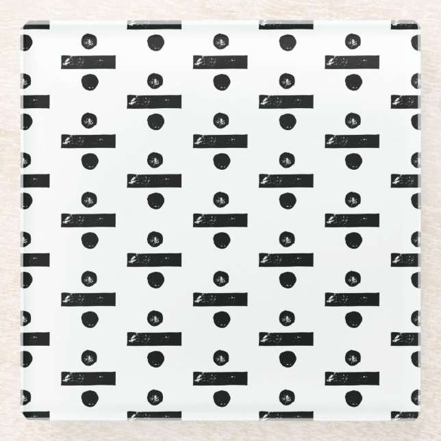 Posavasos De Vidrio Símbolo matemático "Dividir" blanco y negro corte  (Anverso)
