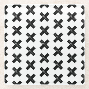 Posavasos De Vidrio Símbolo matemático "Multiplicar" blanco y negro co
