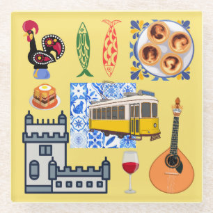 Posavasos De Vidrio Símbolos de la ciudad de Lisboa