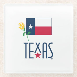 Posavasos De Vidrio Símbolos de Texas, Bandera de Texas y vidrio rosa