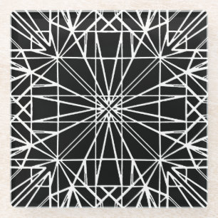 Posavasos De Vidrio Simetría geométrica en blanco y negro