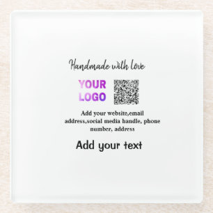 Posavasos De Vidrio Simple código qr minimalista agregar logo escanear
