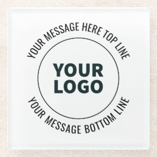 Posavasos De Vidrio Simple de reemplazar con su logotipo o imagen