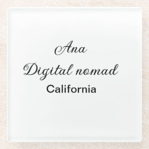 Posavasos De Vidrio Simple minimal añade tu nombre texto lugar califor