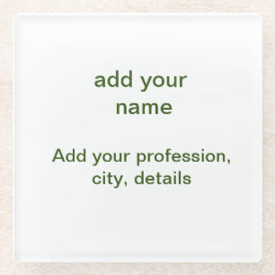 Posavasos De Vidrio Simple minimal verde añade tu texto nombre foto pe