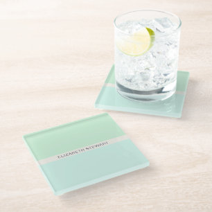 Posavasos De Vidrio Simple Moderno Verde Menta y Aqua