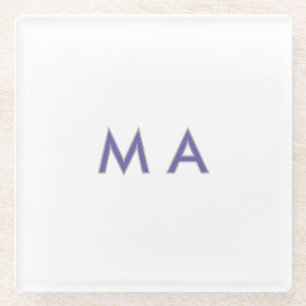 Posavasos De Vidrio Simple monograma morado gris añade tu nombre moder