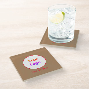 Posavasos De Vidrio Simple y minimalista logotipo personalizado elegan