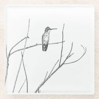 Posavasos De Vidrio Simplemente un colibrí sobre un palo