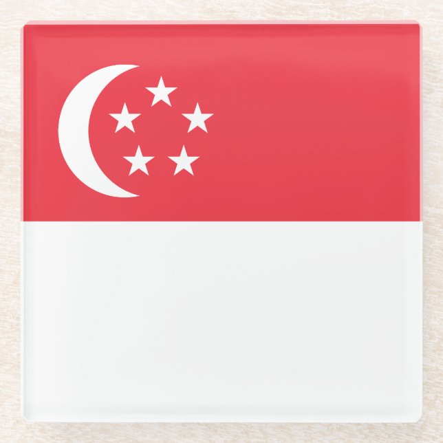 Posavasos De Vidrio Singapore Flag (Anverso)