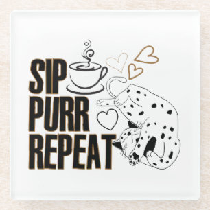 Posavasos De Vidrio sip, purr, repetir.w