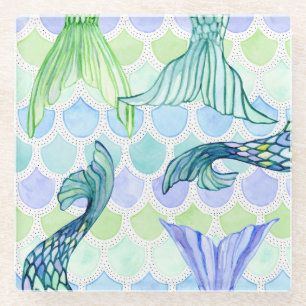 Posavasos De Vidrio Sirena de playa muestra el patrón de escala de pe