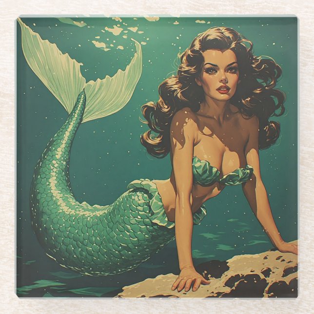 Posavasos De Vidrio Sirena del fondo (Anverso)