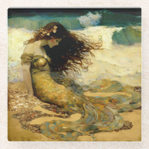 Posavasos De Vidrio Sirena en Arenas Doradas