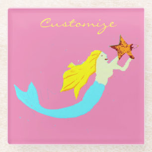 Posavasos De Vidrio Sirenas rubias con Star Thunder_Cove