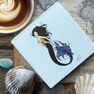 Posavasos De Vidrio Sirenas tribales azules