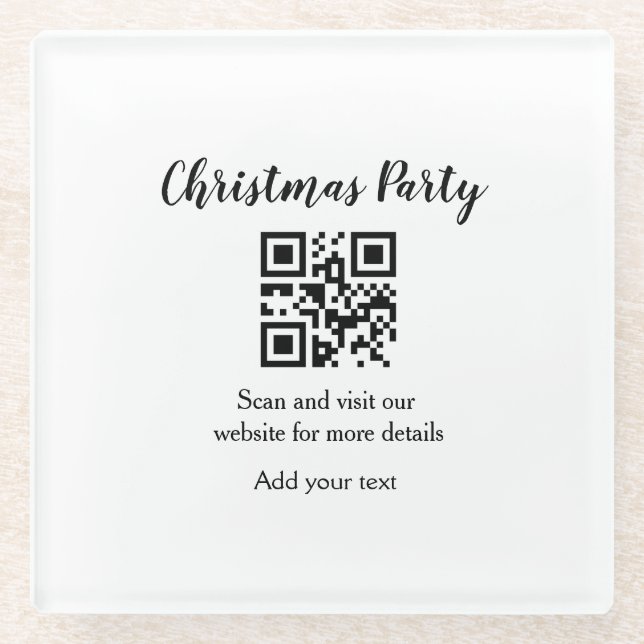 Posavasos De Vidrio Sitio web de fiesta de Navidad simple código de ba (Anverso)