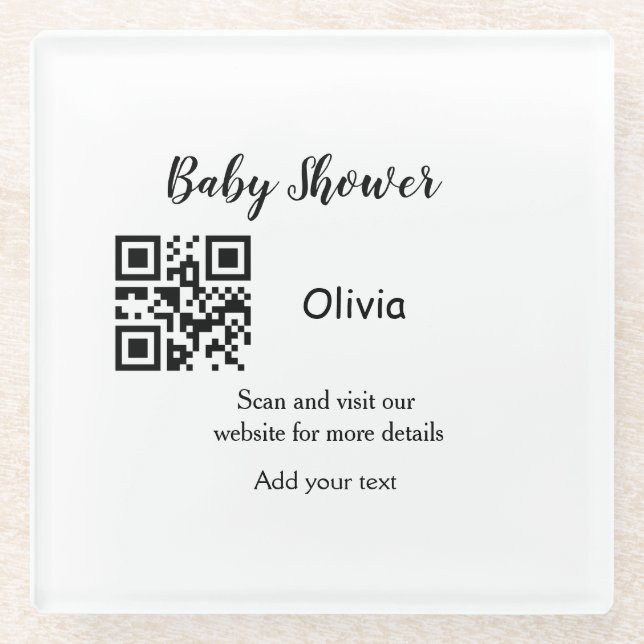 Posavasos De Vidrio Sitio web simple de ducha de bebé código de barras (Anverso)