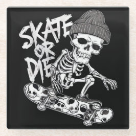 Posavasos De Vidrio Skeleton Skateboarder Temático De Halloween: Estil