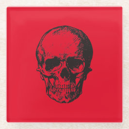 Posavasos De Vidrio Skull Red Pop Art