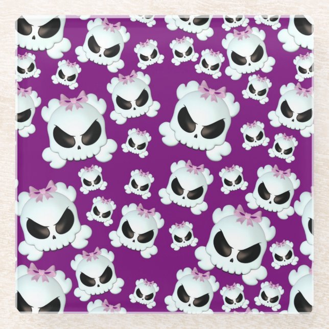 Posavasos De Vidrio Skullz femenino (Anverso)