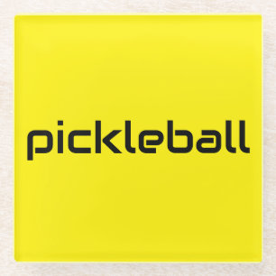 Posavasos De Vidrio Sleek Black PICKLEBALL Mensajes de texto sobre ama