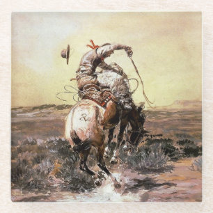 Posavasos De Vidrio “Slick Rider” Arte Occidental de Charles M Russell