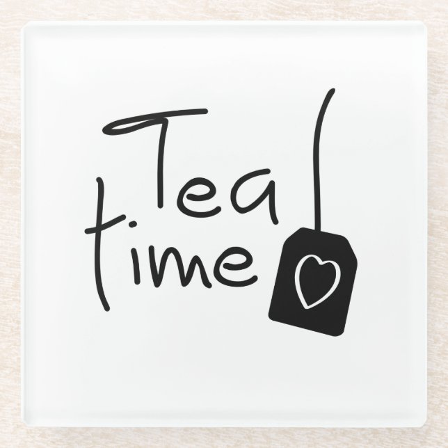 Posavasos De Vidrio Slogan tea time - theetijd. kopje thee drinken. (Anverso)