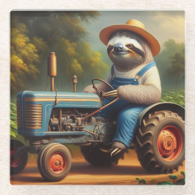 Posavasos De Vidrio Sloth Farmer (Anverso)