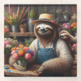 Posavasos De Vidrio Sloth Florist