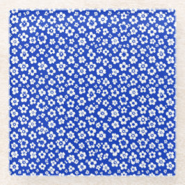 Posavasos De Vidrio small White Floral Pattern 