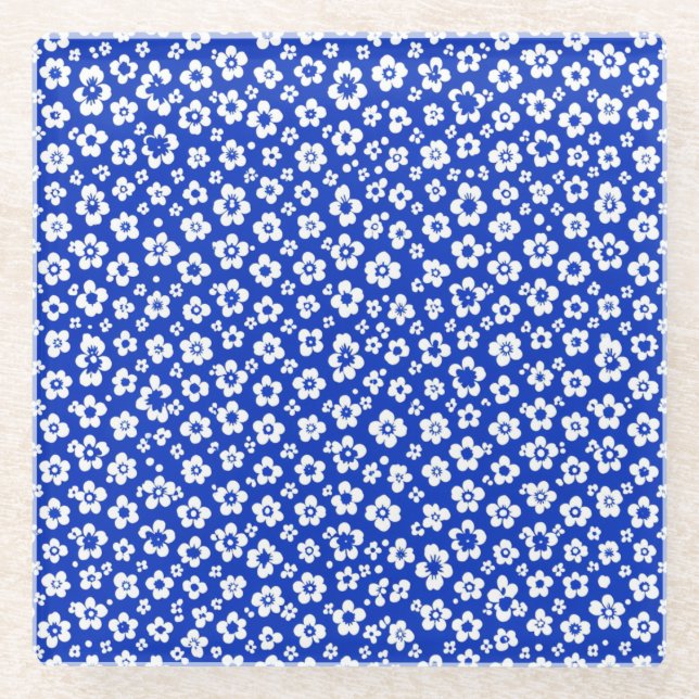 Posavasos De Vidrio small White Floral Pattern  (Anverso)