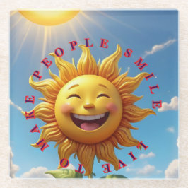 Posavasos De Vidrio "Smiling Sun Coasters – Difunde Alegría con Eve