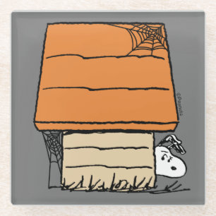 Posavasos De Vidrio Snoopy Halloween Spider Web Doghouse