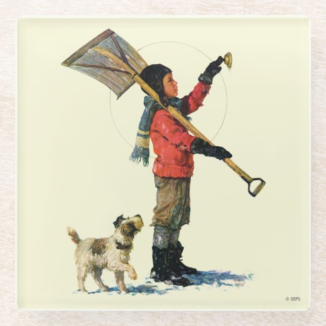 Posavasos De Vidrio Snow Shoveler (Anverso)