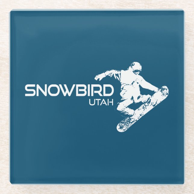 Posavasos De Vidrio Snowbird Utah Snowboarder (Anverso)