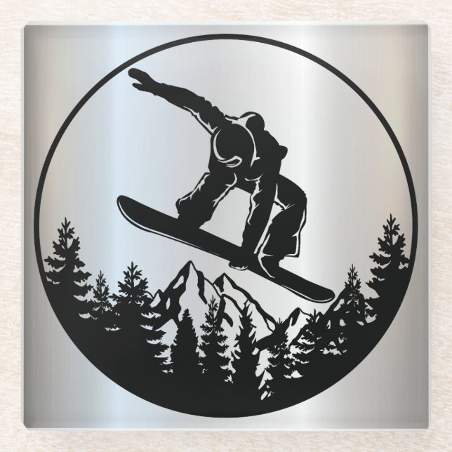 Posavasos De Vidrio Snowboard Coaster (Anverso)