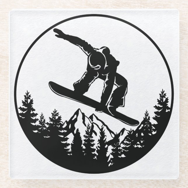 Posavasos De Vidrio Snowboard Coaster (Anverso)