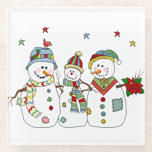 Posavasos De Vidrio Snowman (Anverso)