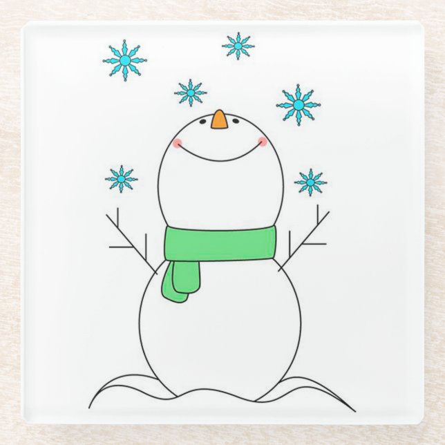 Posavasos De Vidrio Snowman (Anverso)