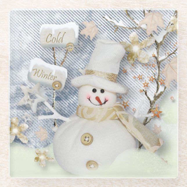 Posavasos De Vidrio Snowman (Anverso)
